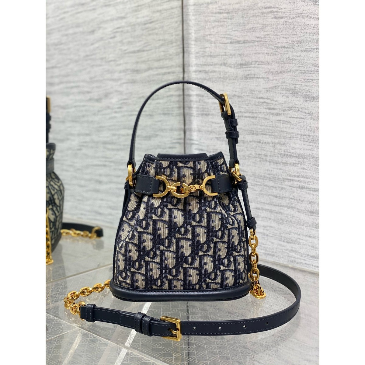 Dior C'est Small Bag in Blue Oblique Jacquard High Quality Replica
