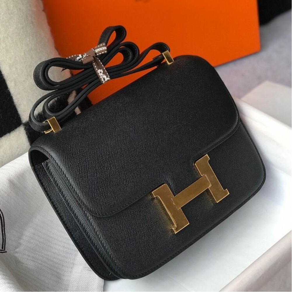 High Quality Replica Hermes Black Constance MM 24cm Epsom Leather Bag $ 369 USD