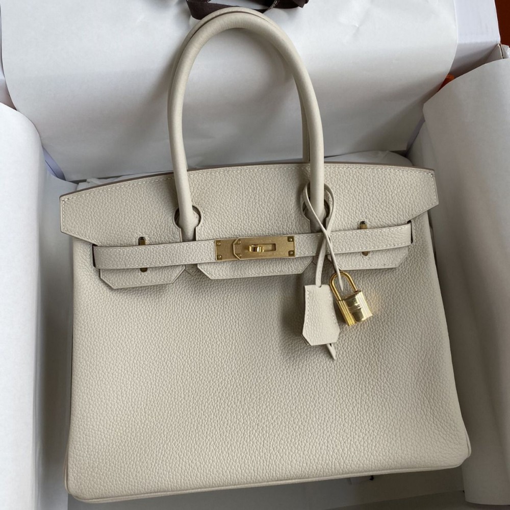 High Quality Replica Hermes Birkin 30 Retourne Handmade Bag In Craie Clemence Leather $ 529 USD